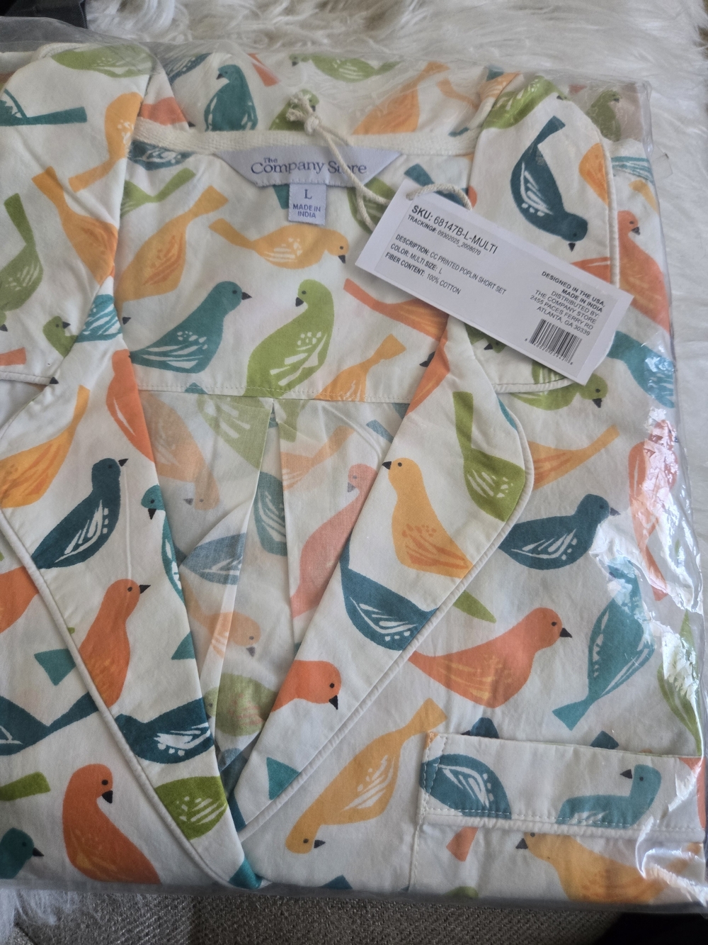 Women's Short Pajama Set in Multi-Color Bird Print - Picture 2 of 2
